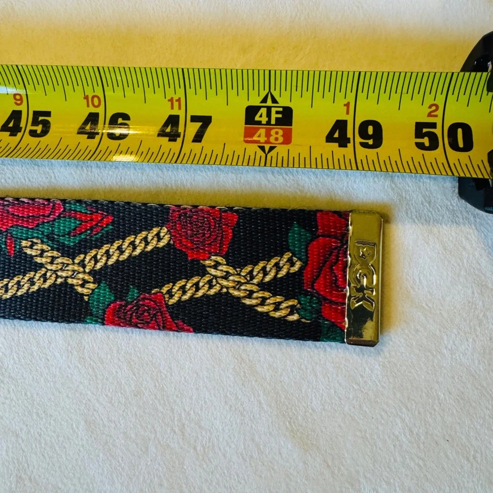 DGK Mens Web Belt Black Red Rose Gold Chain Link Flip Top Buckle Skateboard 49